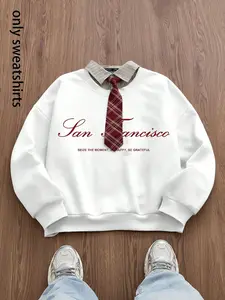 Casual and versatile letter graphic pattern men's pullover, fashionable graphic design suitable for trendy men, comfortable and casual wear suitable for daily fashion casual fashion