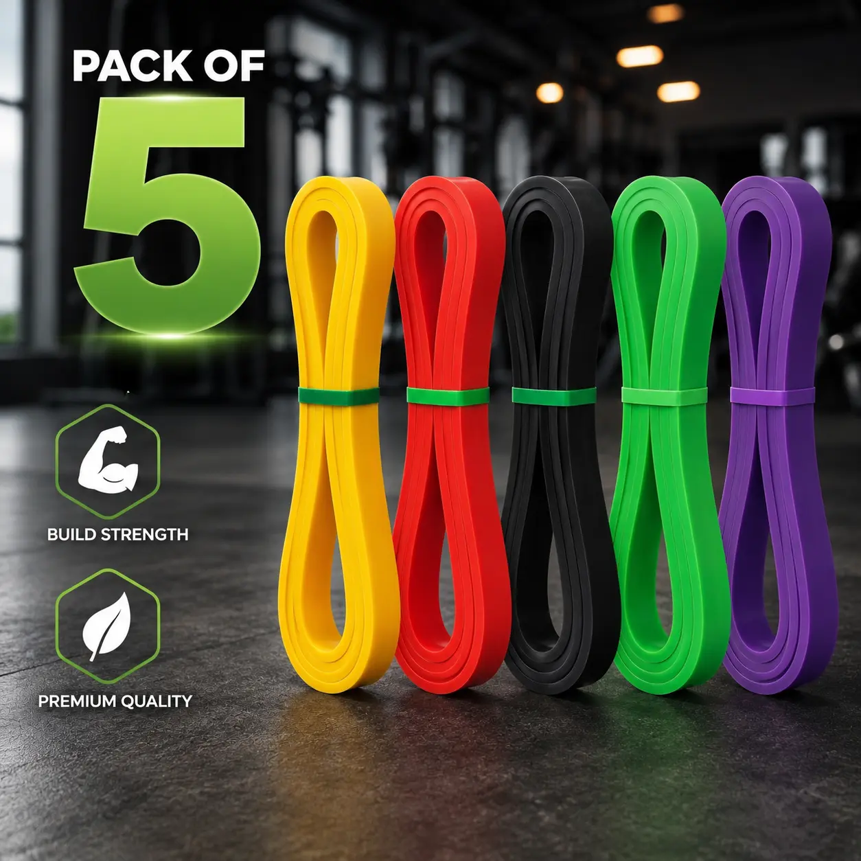 Resistance Bands for Working Out, 5-Level Elastic Exercise Bands for Men & Women, Elastic Workout Bands for Home, Gym, and Office