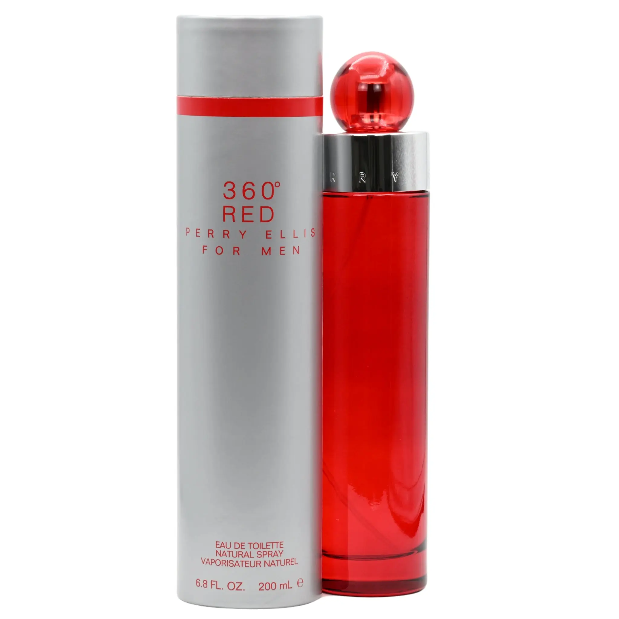 Perry Ellis 360 RED Men's Luxurious Non-Sweet 360-Degree Spray Fragrance - 6.8 fl oz, Italian Citrus Zest Signature Scent with Cinnamon, Indonesian Patchouli, Lavender, Bergamot Base, New Box Packaging for Scent Layering, 360-Degree Spray Men's Fragrance