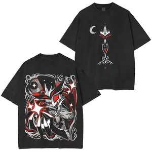 Helluva Boss Washed T-Shirt Loona Blitz Indie Animation Graphic Tee Heavyweight Cotton Dark Gothic Grunge Streetwear Oversized Top Perfect Gift Idea W0H