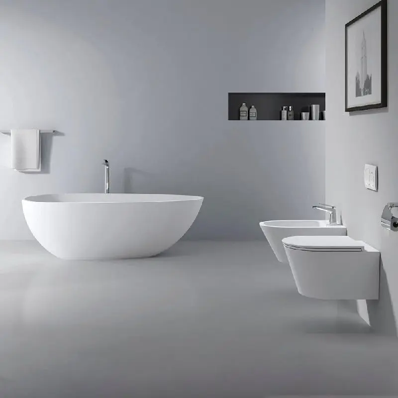 Freestanding Solid Stone Bathtub 63"/67“ - White