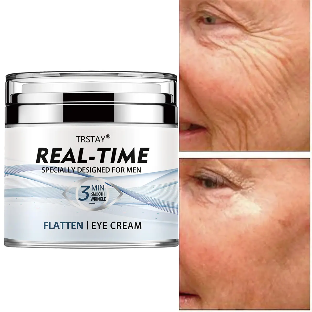 Moisturizing Eye Cream with Hyaluronic Acid & Argan Oil, Instantly Smooths Wrinkles in 3 Minutes, Nourishing Formula for All Skin Types, 50g, Instant Smoothness