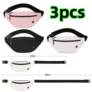 3 pcs Fashion Crossbody Belt Bag Lightweight Waist Back Bag Foldie Crossbody Bag with Zipper and Pockets for Women Men Beauty & Personal Care