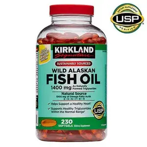 Kirkland Signature Wild Alaskan Fish Oil 1400mg - 230 Softgels | Omega-3 Supplement for Heart Brain & Joint Health - Natural Dietary & Fitness Support