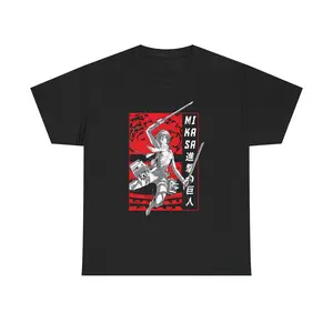 Blades of Destiny: Anime Warrior Battle Illustration, Monochrome Red Action Graphics, T-Shirt For Men Women, Tee