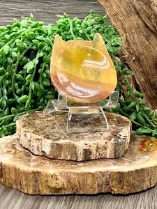 Yellow Rainbow Fluorite Cat Bowl