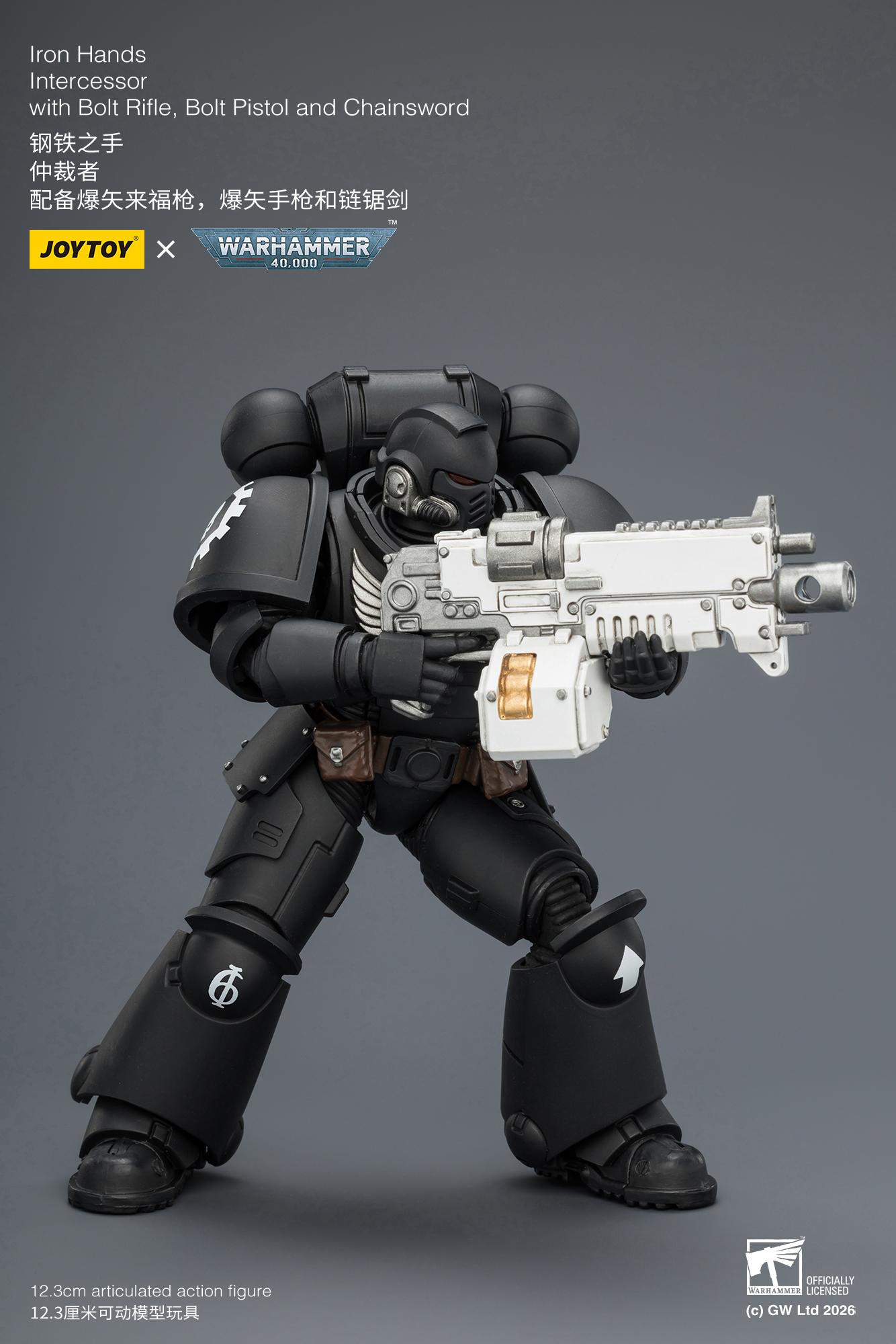 JOYTOY Warhammer 40,000 1/18 Unisex Action Figure Iron Hands Intercessor (Ages 12+) - Action Figurine, Character Figurine with Bolt Rifle, Bolt Pistol, Chainsword JT03837