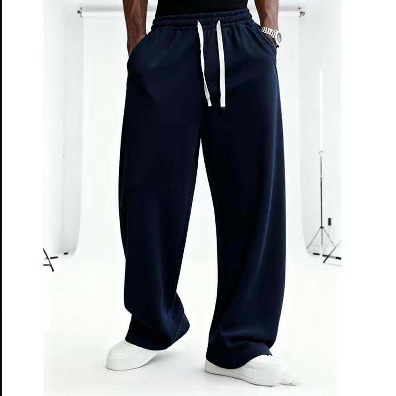 Casual Loose Drawstring Pants, Comfortable Fleece Fabric, Elastic Waistband with Drawstring Design, Suitable for Casual Gatherings, Street Style, and Everyday Wear, Stylish Casual Long Pants, an Ideal Choice for Autumn and Winter.