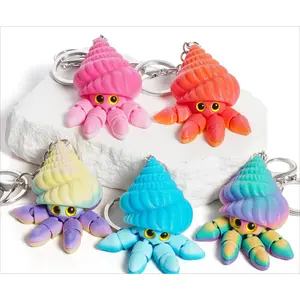 FuRise 3D Printed Hermit Crab Keychain – Movable Pendant, Cute Car & Bag Charm, Birthday Gift, Holiday Present, Party Favor