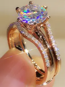 Women's Elegant Rhinestone Decorated Ring, Exquisite Trendy Ring, Fashionable Jewelry for Women As Engagement Anniversary Wedding Party Jewelry, Fashion Engagement Rings