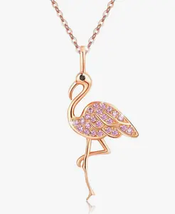 TANGPOET Flamingo Gifts for Women Sterling Silver Flamingo Pendant Necklace Birthstone Jewelry Birthday Gifts for Teens Girls 18"+2" Chain