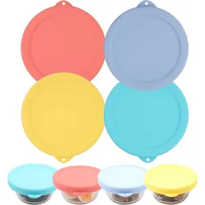 4 Packs  Ramekin  for  and Anchor Hocking Glass Custard Cups 6oz,  & Prepware Dessert Cup Covers,  Material, Dishwasher/Freezer Safe (ONLY )