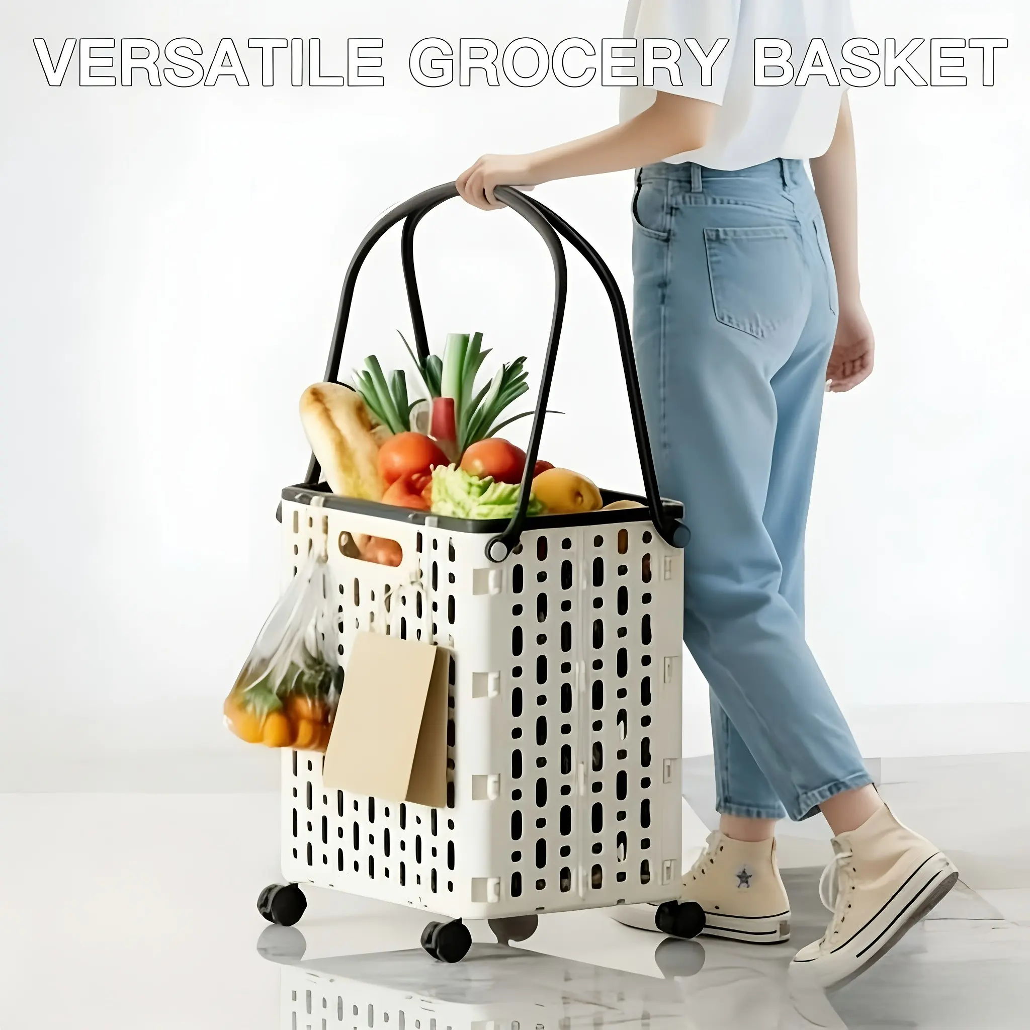 Durable Foldable Shopping Cart, Collapsible Shopping Cart, Portable Convenience Cart, Lightweight Portable Organizer for Home, Groceries, Camping, Travel, Laundry, Beach, Outdoor Use, Space-Saving Design, Mobile Folding Trolley