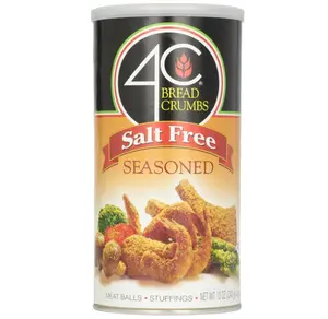 4C Premium Bread Crumbs Salt Free Bread Crumbs, Seasoned, Premium Regular & Gluten Free, Flavorful Crispy Crunchy, Value Pack (Salt Free Seasoned, 12 Ounce (Pack of 1))