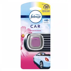 Febreze Vent Clip Car Air Freshener, Up to 30 Days, Eliminates tough lingering odours, Blossom & Breeze Scent