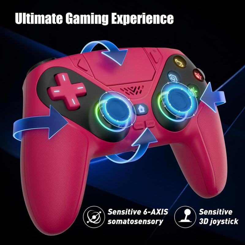 RGB Wireless Controller Mult-platform Compatible, Dual Vibration, Turbo, Programmable Buttons