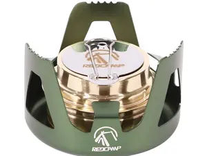 REDCAMP Mini Alcohol Stove for Backpacking, Lightweight Brass Spirit Burner with Aluminium Stand for Camping Hiking