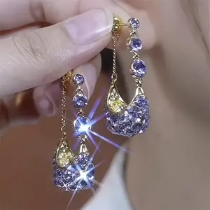 Elegant Purple Basket Pendant Earrings - Vintage Style, Perfect for Casual Outfits and Gifts
