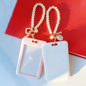 1pc solid color card holder with simple sliding cover card holder suitable for student school card meal card, chest card, work ID card, access card, bus card, Id Badge Holder, ideal Christmas gift