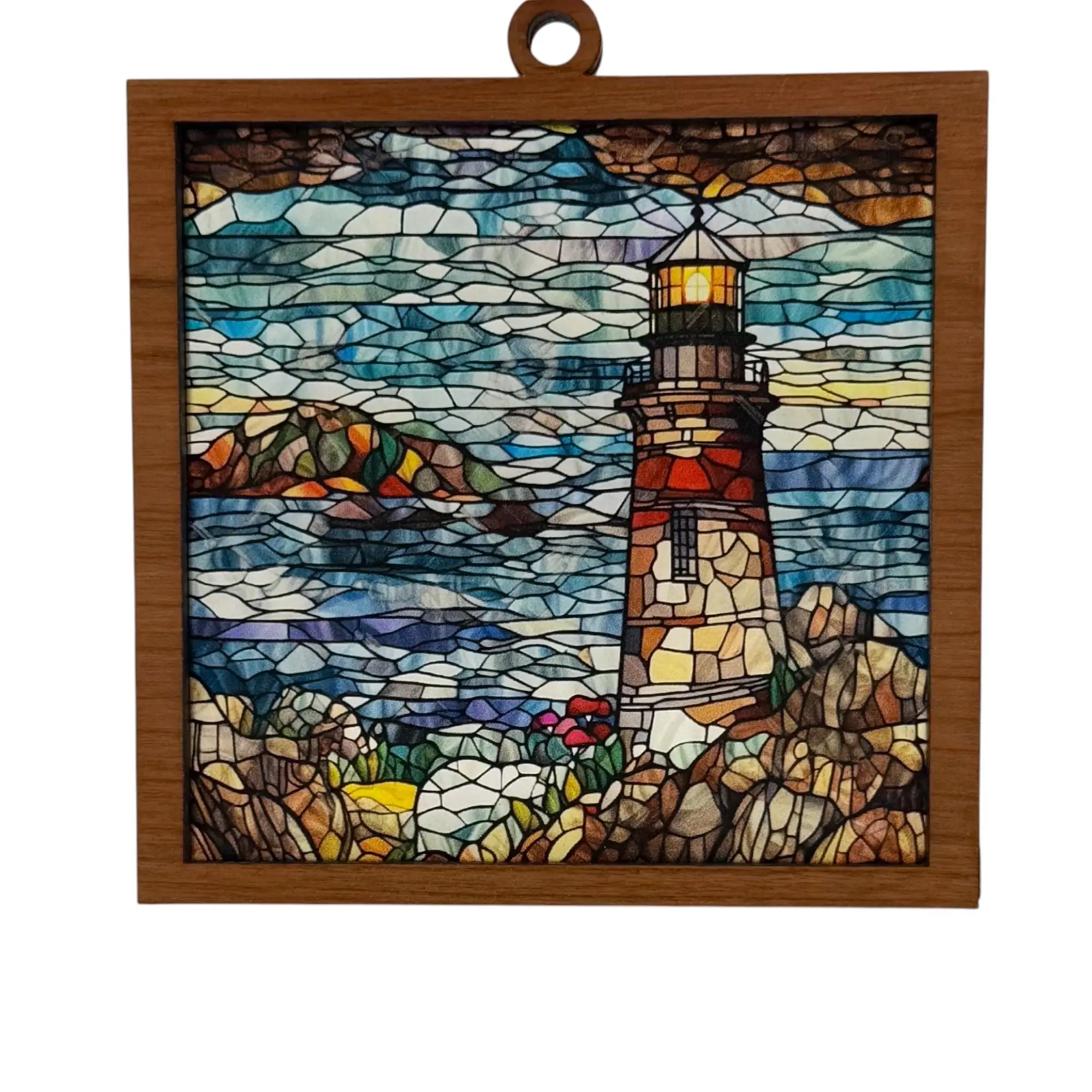 Lighthouse Stained Glass Style Suncatcher