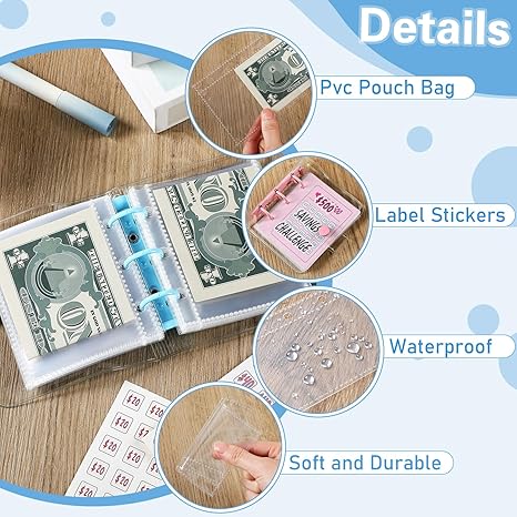 $1000 Savings Challenge Book with Clear Cover – Track Your Money Goals, Build Saving Habits, Stay Organized with This Reusable Budget Binder,mothersdaygift
