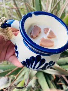 Arroz con Leche Puerquitos Candle | Authentic Mexican Talavera Style Mug | Scented Candle | Soy Wax