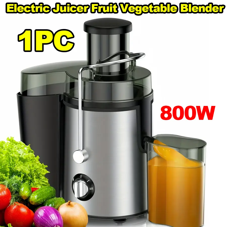 800W Motor Centrifugal Juicer - Stainless Steel, BPA-Free, Easy-to-Clean for Fresh Juices from Fruits & Vegetables - Home Supply, Festive Party Gift