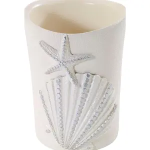 Tumbler, Countertop Organizer, Seashell Inspired Bathroom Accessories, Guest Bathroom Essentials (Sequin Shells Collection)