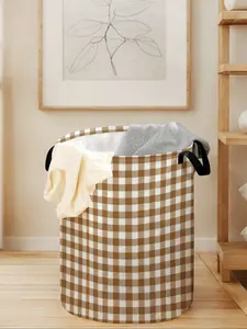 Plaid Print Laundry Basket with Handle, Durable Foldable Clothes Storage Bin, Large Capacity Toy Organizer for All Seasons