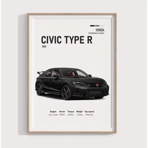 GiftOfHope Stunning 2023 Honda Civic Type R Wall Art Poster Unframed Ideal For Car Enthusiasts And JDM Fans In Your Garage