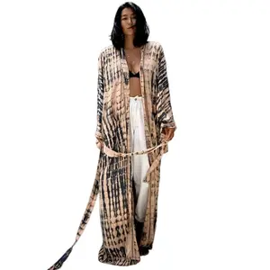 Plus Size Mumu Dresses for Women - Boho Batwing Sleeve Caftan with Side Slits, Long Moo Moo Nightgown & Beach Cover Upv - Black Apricot