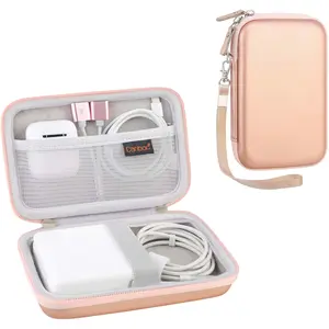 Canboc Carrying Case for Macbook Air Pro Charger Magsafe/Magsafe 2 Power Adapter, Iphone 16/16 Pro Magsafe Charger, USB C Hub, Type C Hub, USB Multiport Adapter, Hard EVA Bag, Rose Gold Canboc