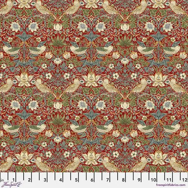 Fabric FreeSpirit Morris & Co. Red Mini Strawberry Thief by the Quarter Yard PWWM002.REDXX