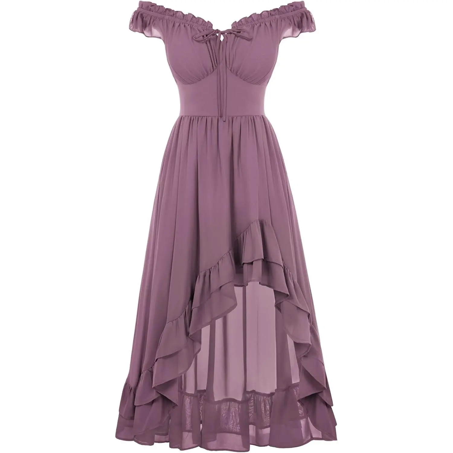Renaissance Corset Dress for Women Off Shoulder Flowy Sundress Wedding Guest Chiffon Dresses(Gift)