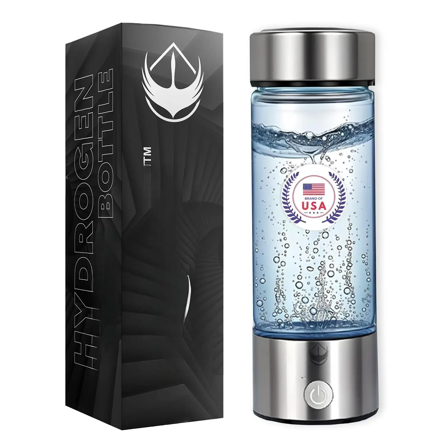 Portable Alkaline Hydrogen Water Bottle with SPE PEM Technology | Type-C USB Rechargeable Hydrogen Rich Water in 3 Minutes | Borosilicate Glass Water Cup | 2-in-1 Usage Modes | 420ml