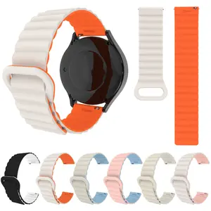 Universal 20/22mm Two-Tone Silicone Watch Band with Magnetic Loop Closure — Compatible with Samsung & Huawei Watch Series