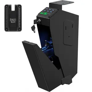 Exeric Biometric Gun Safe for Handgun with Fingerprint Recognition, 6-Digit Keypad & Mechanical Key, Child-Proof, Low-Vis Mode, Concealed Setup, Durable Steel Interior, Quick Drop-Down Access, Type-C Backup Power Port Mounted