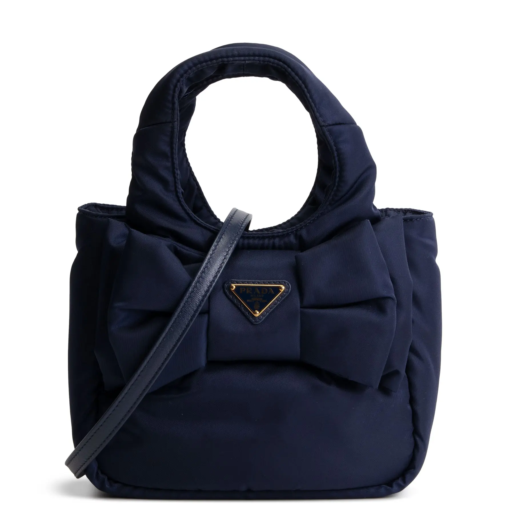 Pre-owned PRADA Padded Re-Nylon Crossbody Bags Bow Mini Baltic Blue