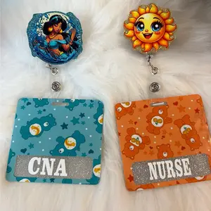 Badge Buddies and Reels - Nurse CNA Reels with Bear Designs and Glitter Details for Medical Professionals