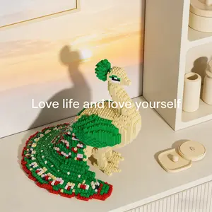 Colorful Peacock Building Block Model, Creative Animal Decorations, Room Decoration, Birthday Halloween Valentine Christmas Gift