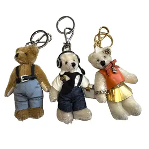 Pre-owned PRADA leather Bag Accessories Bear Keychains 3 bundle （with 3 coa）