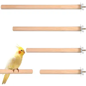4PCS Wooden Parrot Perch Stand, Wood Perches with Different Widths, Bird Cage Toys Accessories for Macaws Small Parakeets Conures Budgies Finches
