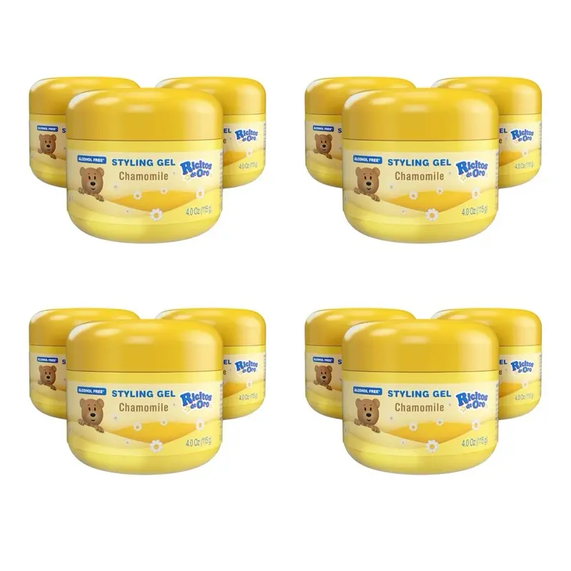 PACK OF 12 -Ricitos de Oro Chamomile Hair Gel -Preserves Natural Color, Non-Greasy, Alcohol Free, Hypoallergenic, Tear-Free, Gentle Daily Use - Baby, Kids Hair Gel, Toddler - 4.0 oz EACH.