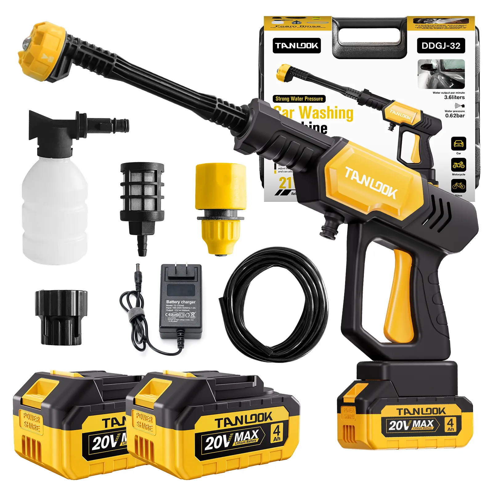 TANLOOK Portable Cordless High Pressure Washer - Rechargeable Lithium Battery Handheld Car Wash Sprayer with Sprayer Nozzle, Flexibility & Unmatched Convenience for Home Cleaning, Father's Day Gift