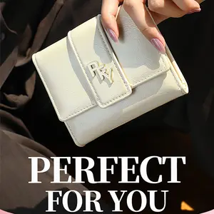 Women's Ivory Beige PU Leather Card Holder Wallet, Credit Cards Holder, Card Slots Pocket with Snap Button Closure, Fashionable Coin Purse, Casual Versatile Short Wallet for Daily Used, Christmas Gift Valentine's Day Gift, Ideal Gift, Card Holder