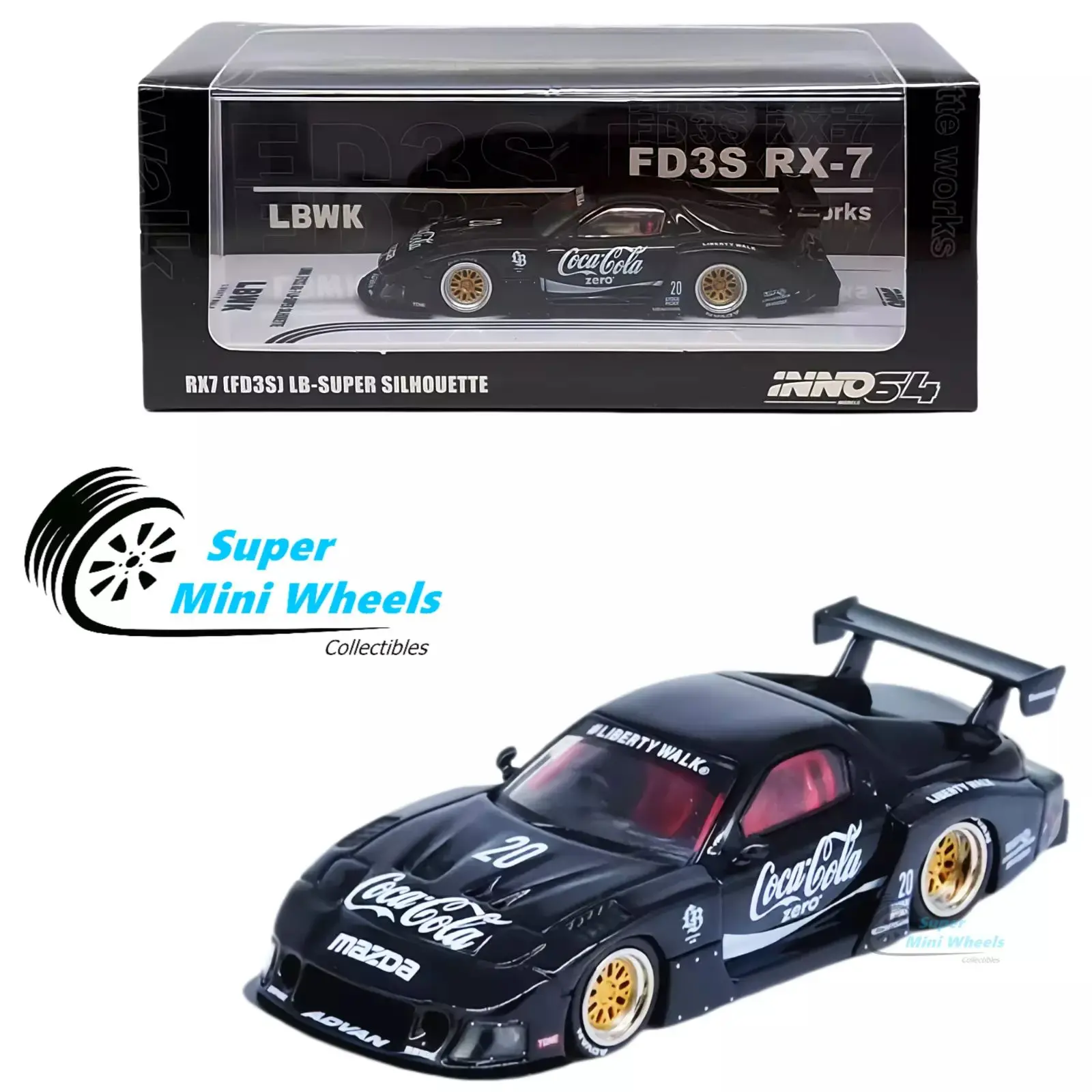 INNO64 1:64 LBWK MAZDA RX7 (FD3S) LB-SUPER SILHOUETTE Black INNO64 1:64 LBWK MAZDA RX7 (FD3S) LB-SUPER SILHOUETTE Black