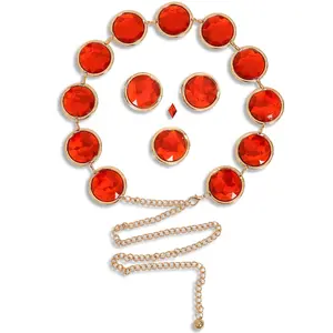 Women's TeenTitans-Raven Belt Cosplay Costume Waistbelt Chain with Red Stones Halloween Cosplay Props for GirlsWomen's TeenTitans-Raven Belt Cosplay Costume Waistbelt Chain with Red Stones Halloween Cosplay Props for Girls