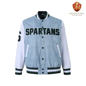 Michigan State Blue Denim Bomber Jacket