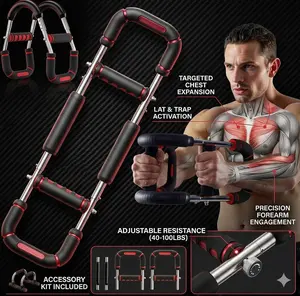 40-100 lbs Adjustable Power Twister Bar, Portable Adjustable Workout Equipment, Strength Training Accessory for Chest, Shoulder, Tricep Home Workouts