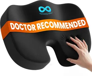 Everlasting Comfort Doctor Recommended Memory Foam Seat Cushion for Office Chairs & Car - Ergonomic Office Desk Accessories - Cushions for Tailbone Pain Relief, Sciatica (Black, Large) Upper Echelon Products LLC